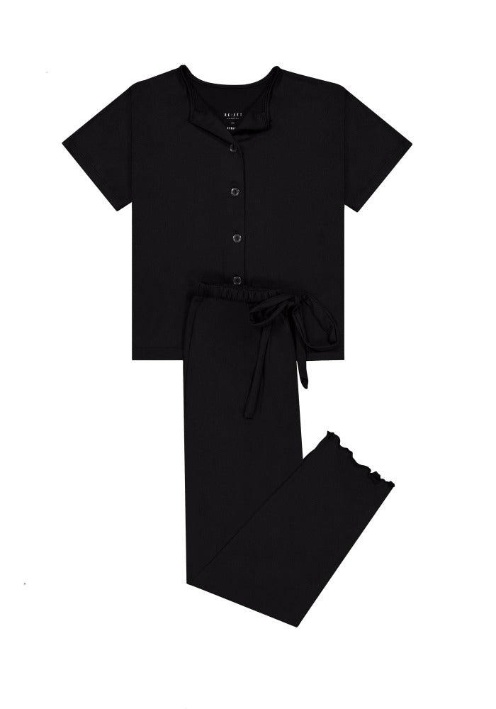 All Black Essentials Pj Set - Reset Loungewear