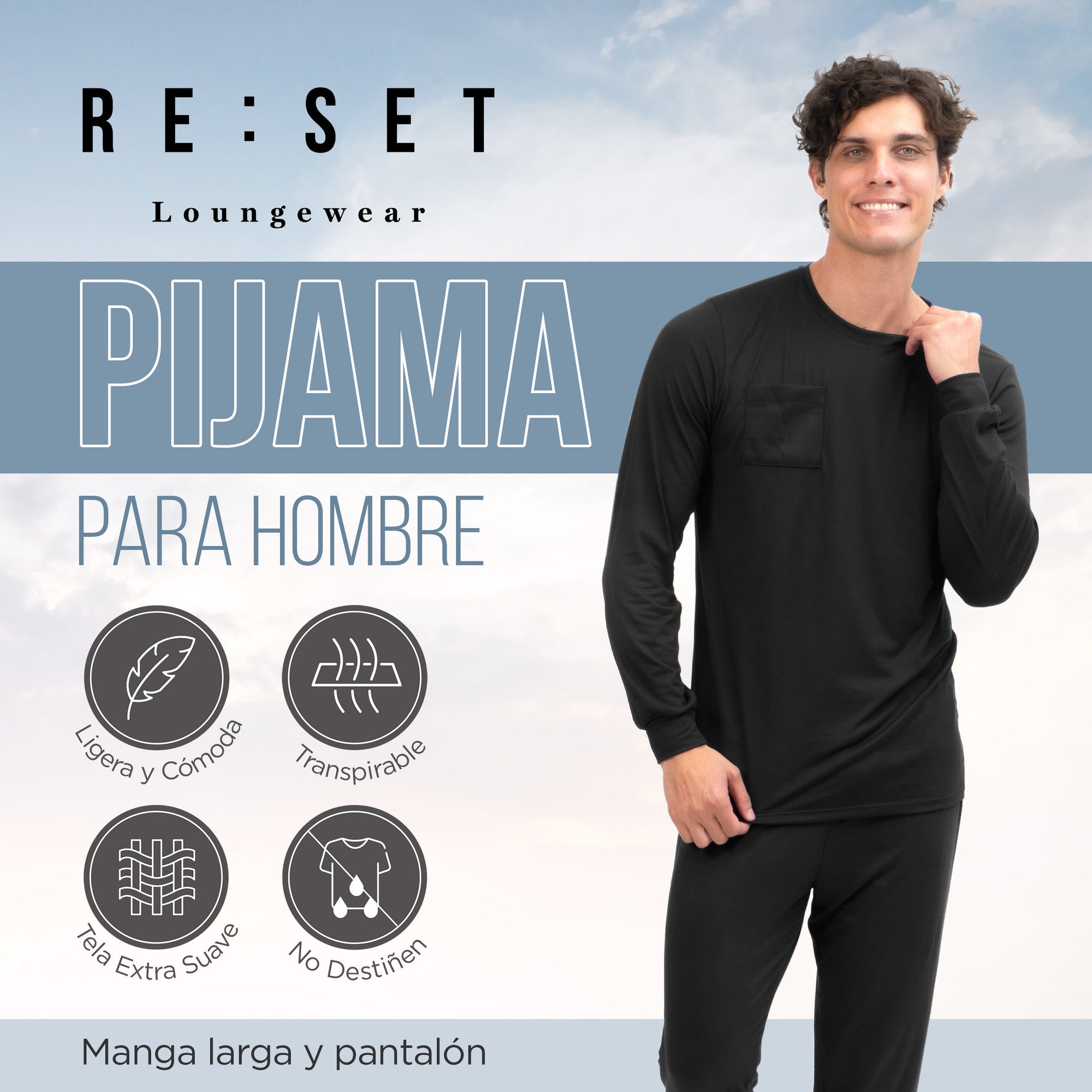 All Black Men Manga Larga Pantalon Cerrado - Reset Loungewear