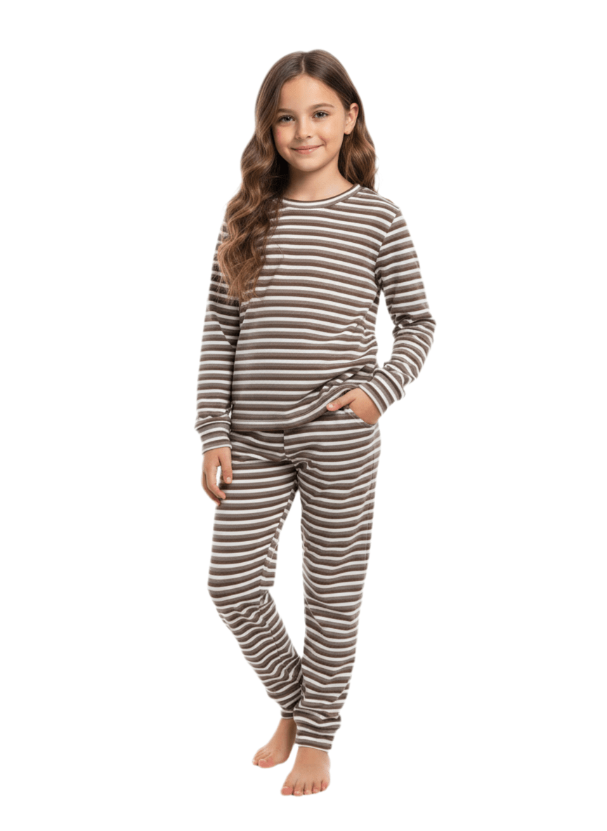 Cozy Stripes Mocha Kids - Reset Loungewear