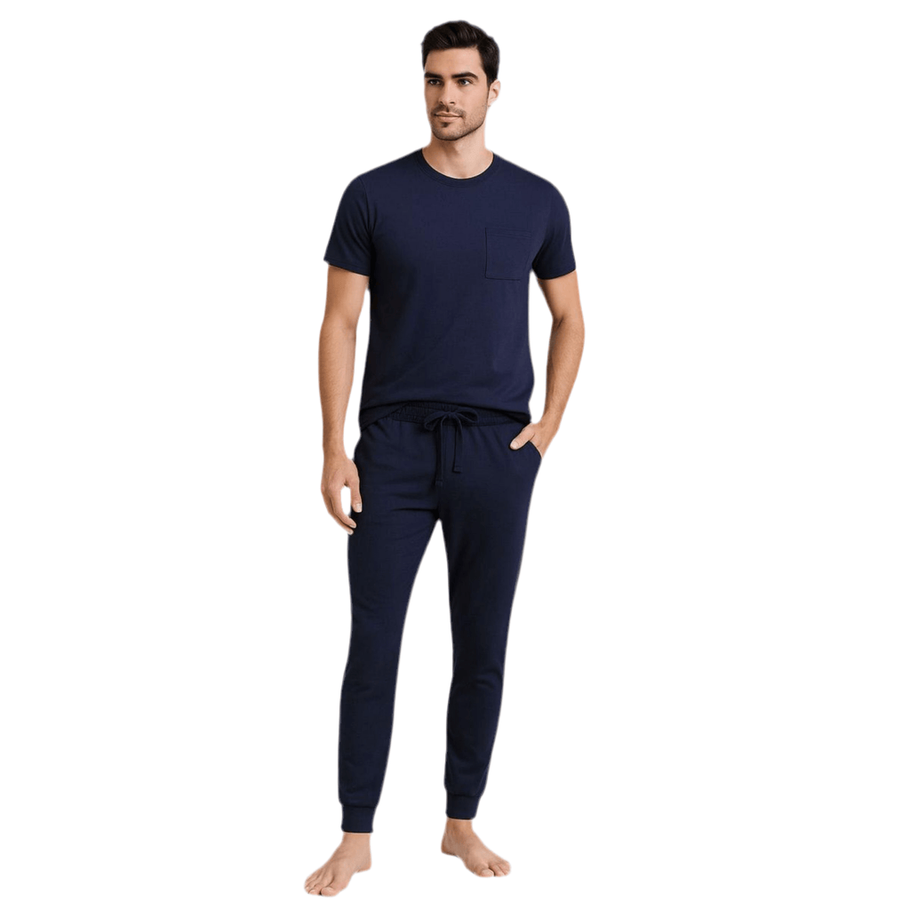 Navy Men Manga Corta Pantalón Cerrado - Reset Loungewear