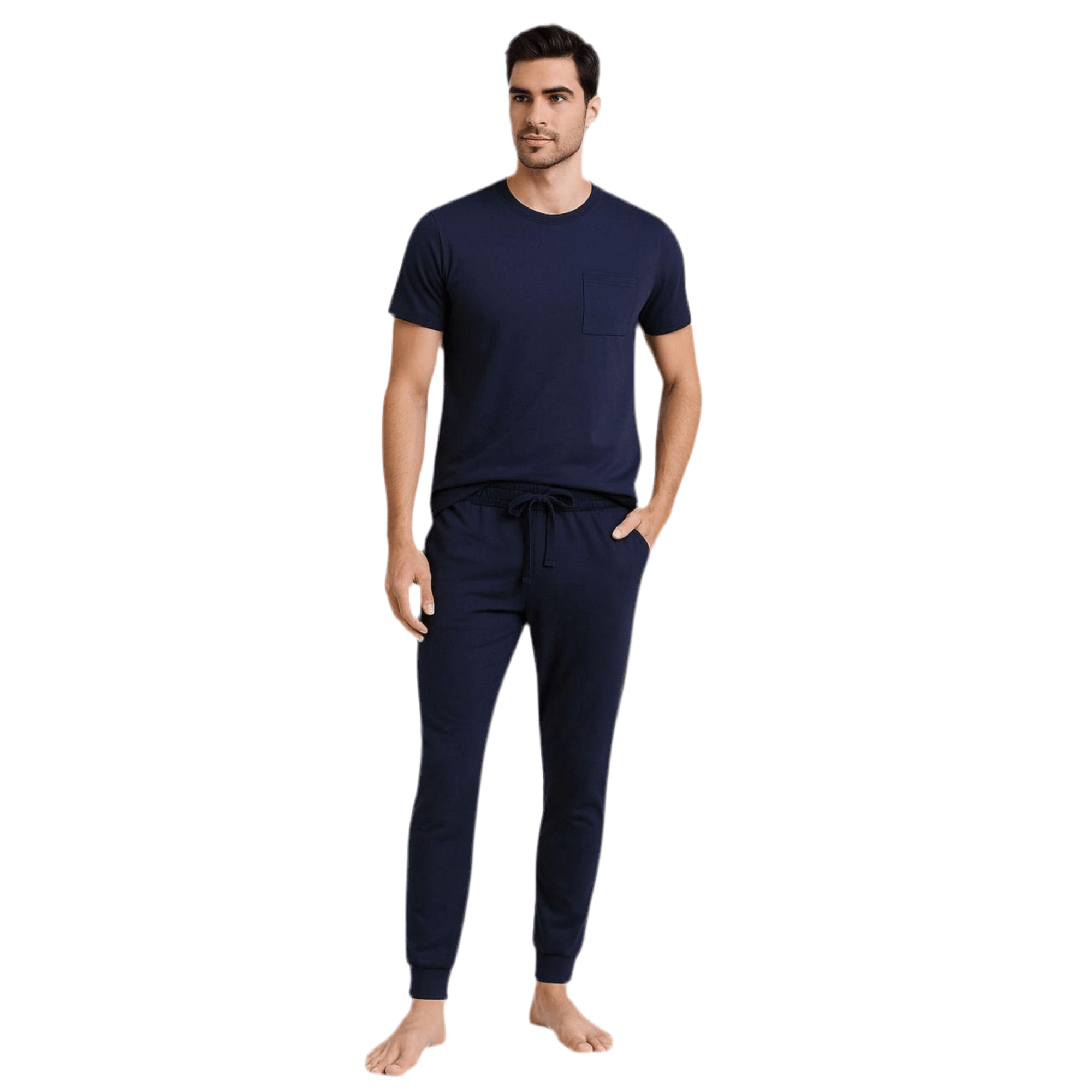 Navy Men Manga Corta Pantalón Cerrado - Reset Loungewear
