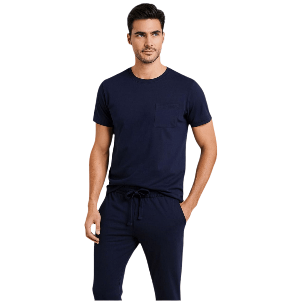 Navy Men Manga Corta Pantalón Cerrado - Reset Loungewear