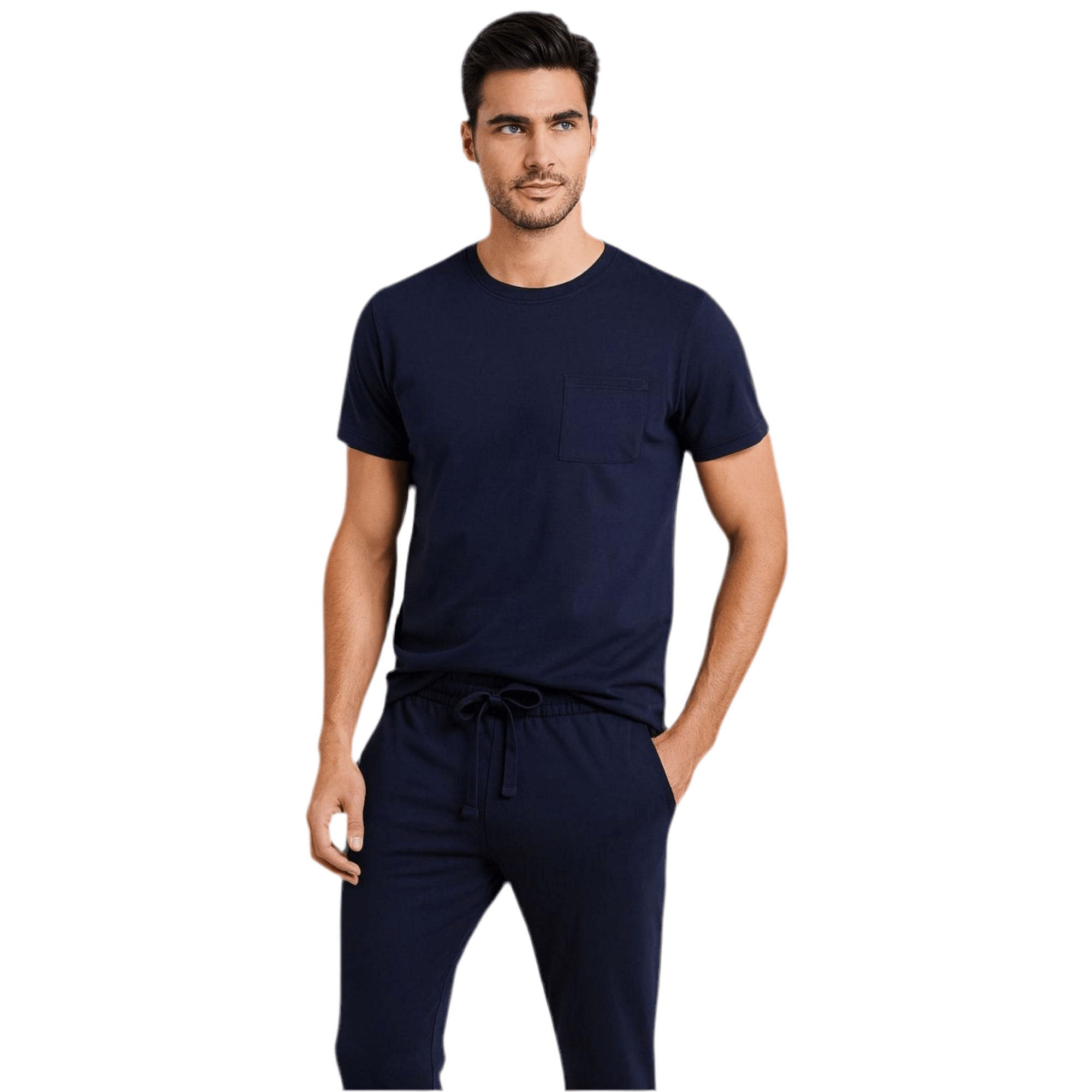Navy Men Manga Corta Pantalón Cerrado - Reset Loungewear