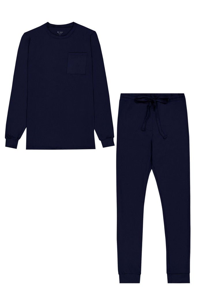Navy Men Manga Larga Pantalon Cerrado - Reset Loungewear