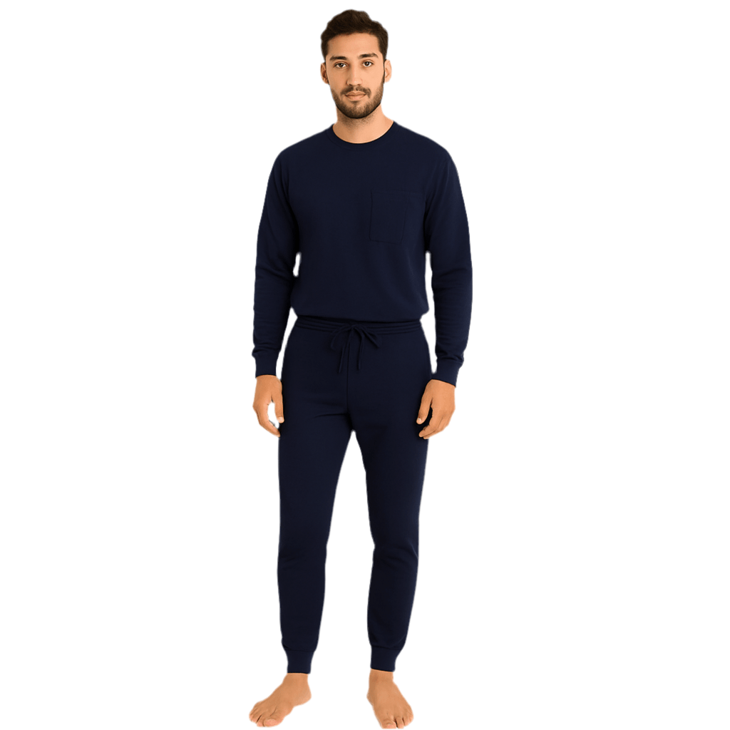 Navy Men Manga Larga Pantalon Cerrado - Reset Loungewear