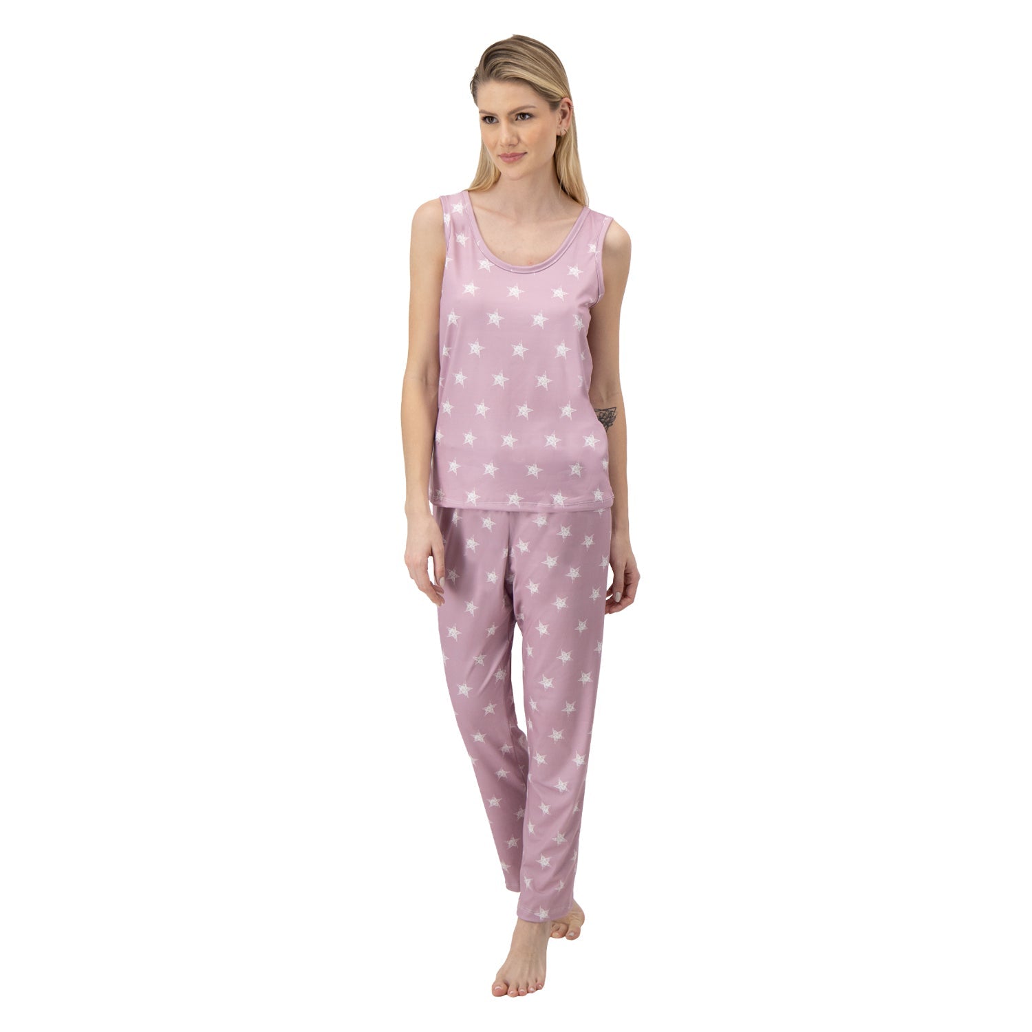 Shine Pink Women Sin Manga y Pantalón Abierto - Reset Loungewear