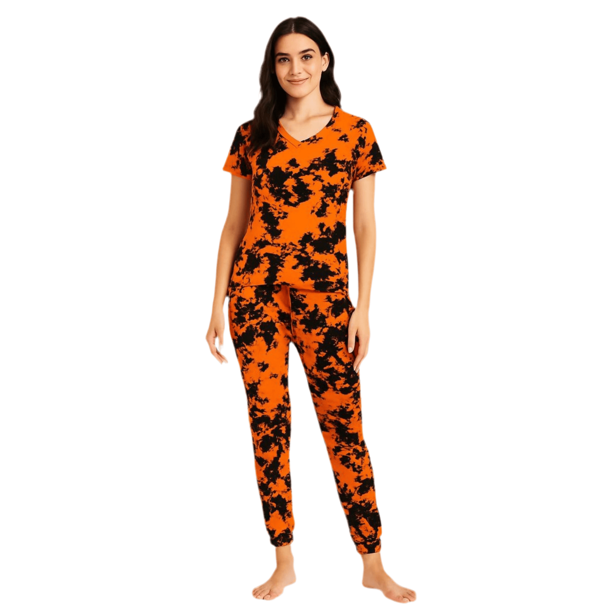 Tangerine Tie - Dye Women pantalón y Manga Corta - Reset Loungewear